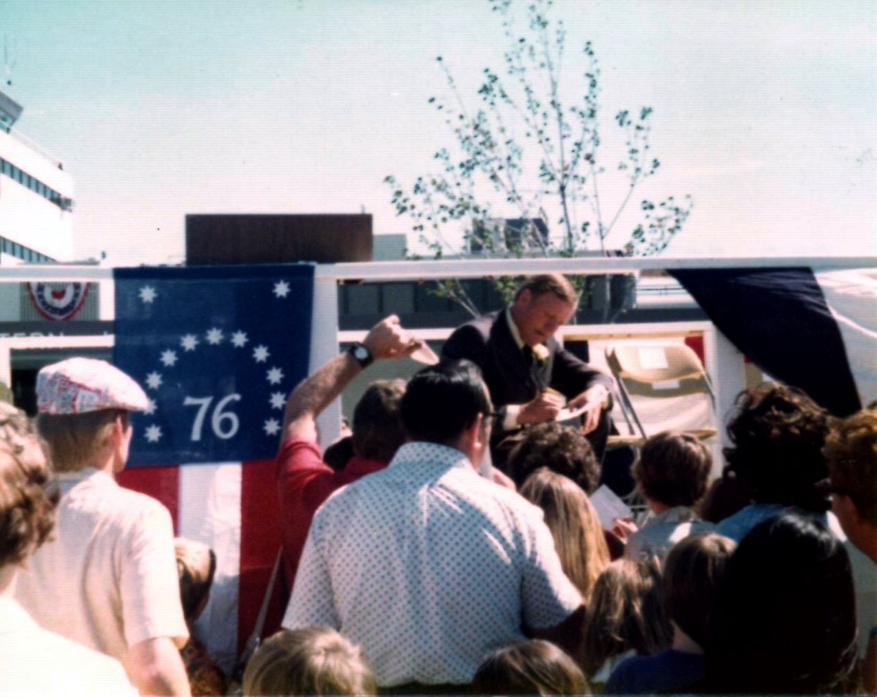 19760912 Toledo Express Airport Terminal Dedication -
 	  David Watts with cap and short Katherine Watts to right