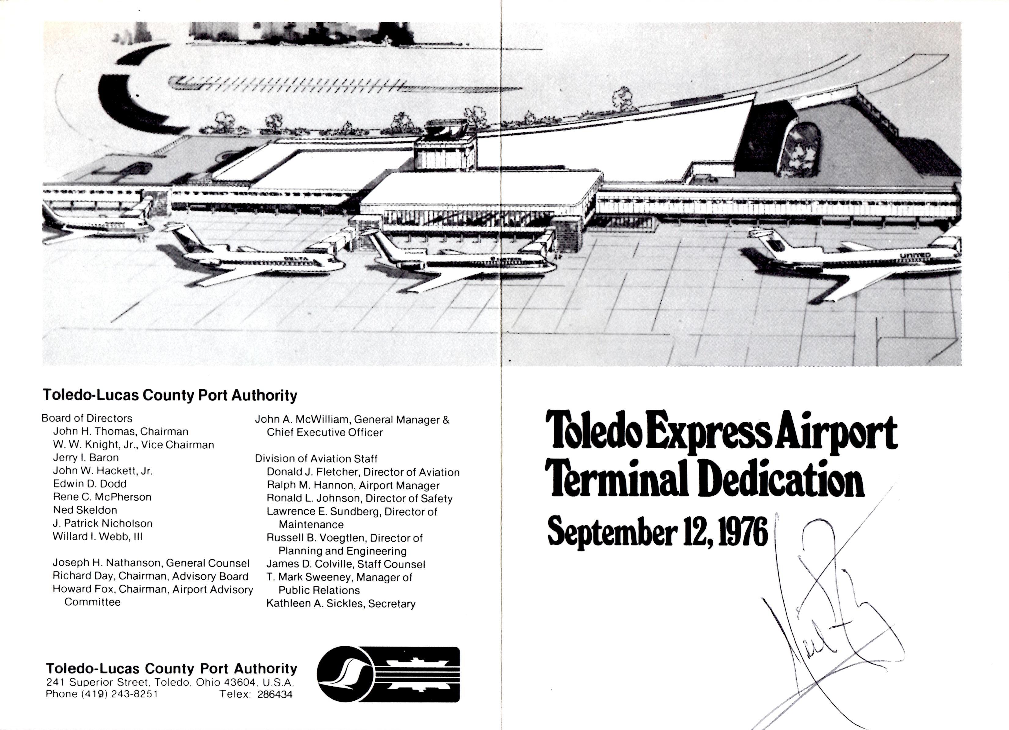 19760912 Toledo Express Airport Terminal Dedication Program with Neil Armstrong Autograph - outside