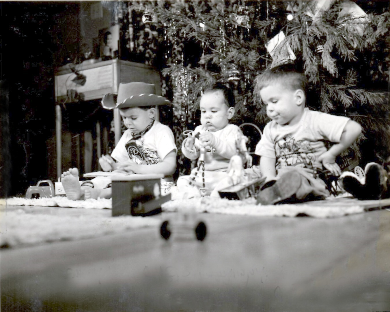 Danny, Chris, and Johnny Zabowski, Christmas 1952