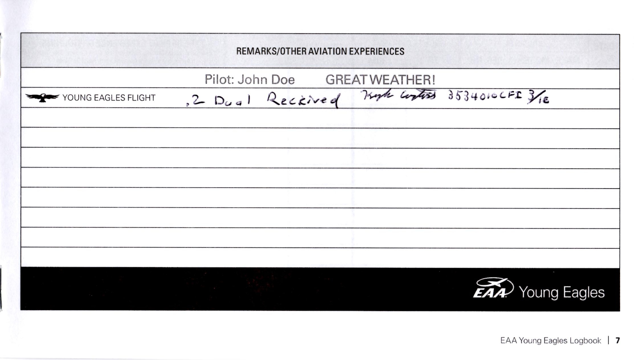 David Sawyer's Young Eagles Logbook - 7