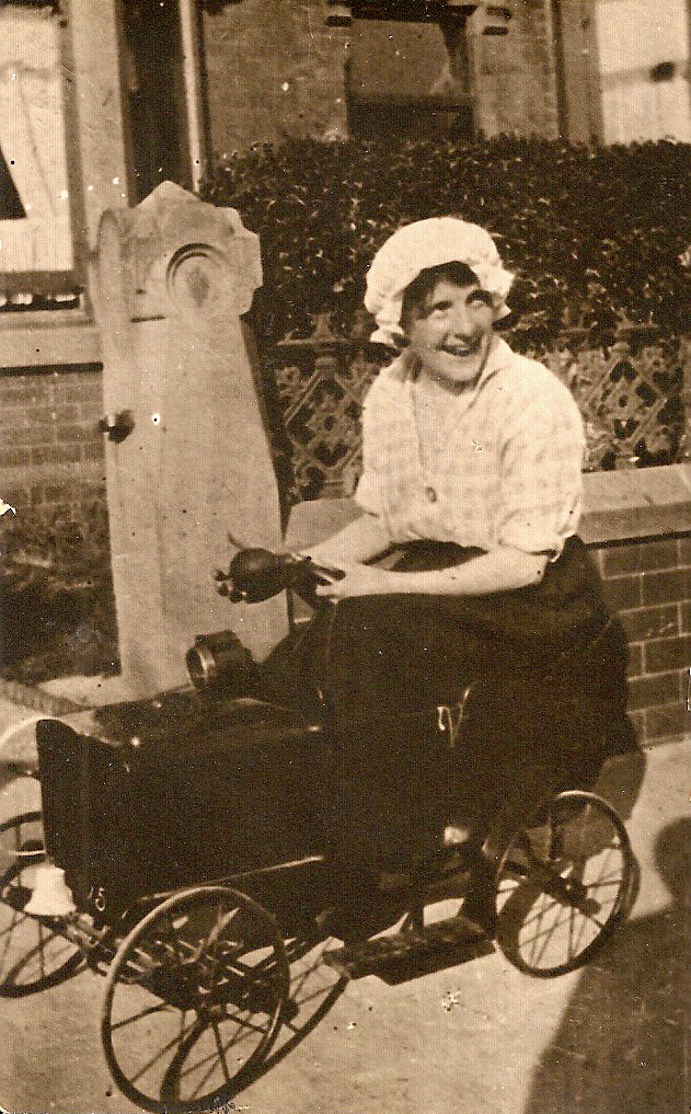 Eva Watts riding car