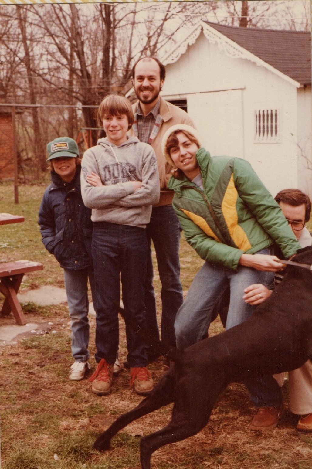 Jonathon (10), Jeff(12), and Johnny Zabowski; Jean and Gary Pennell; Shad, 1982