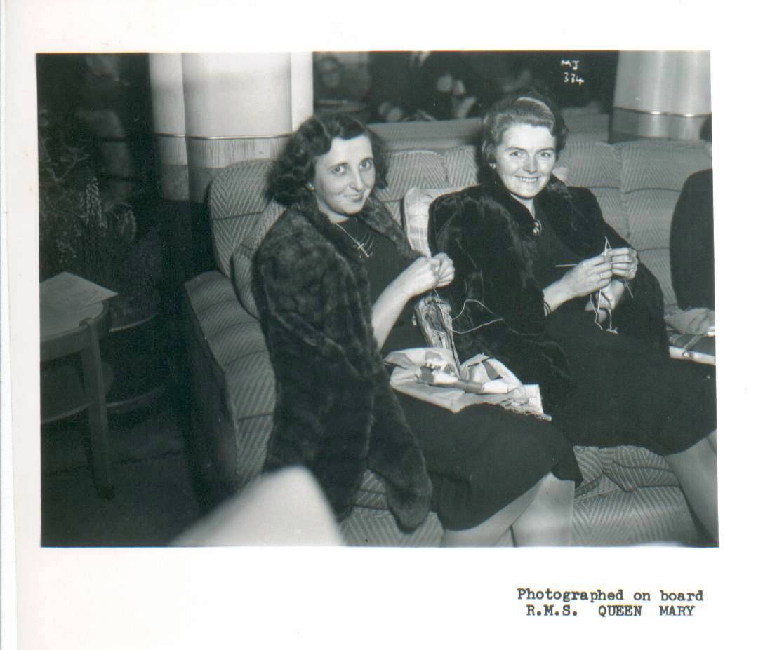 Agnes MacDougall and Hephzibah Watts on the R.M.S. Queen Mary in December,1947