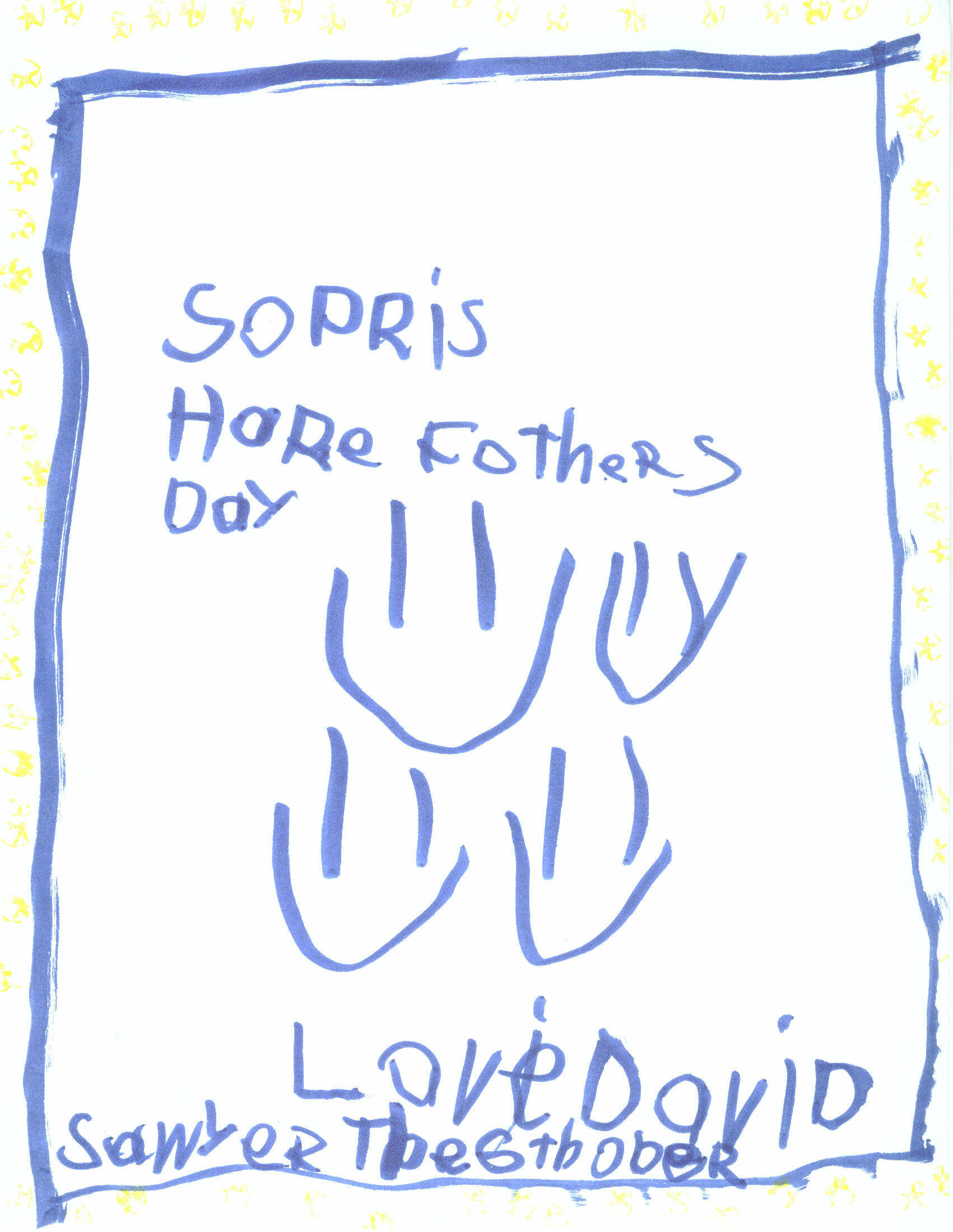 David's Fathers Day Card to Grandpa, 2010