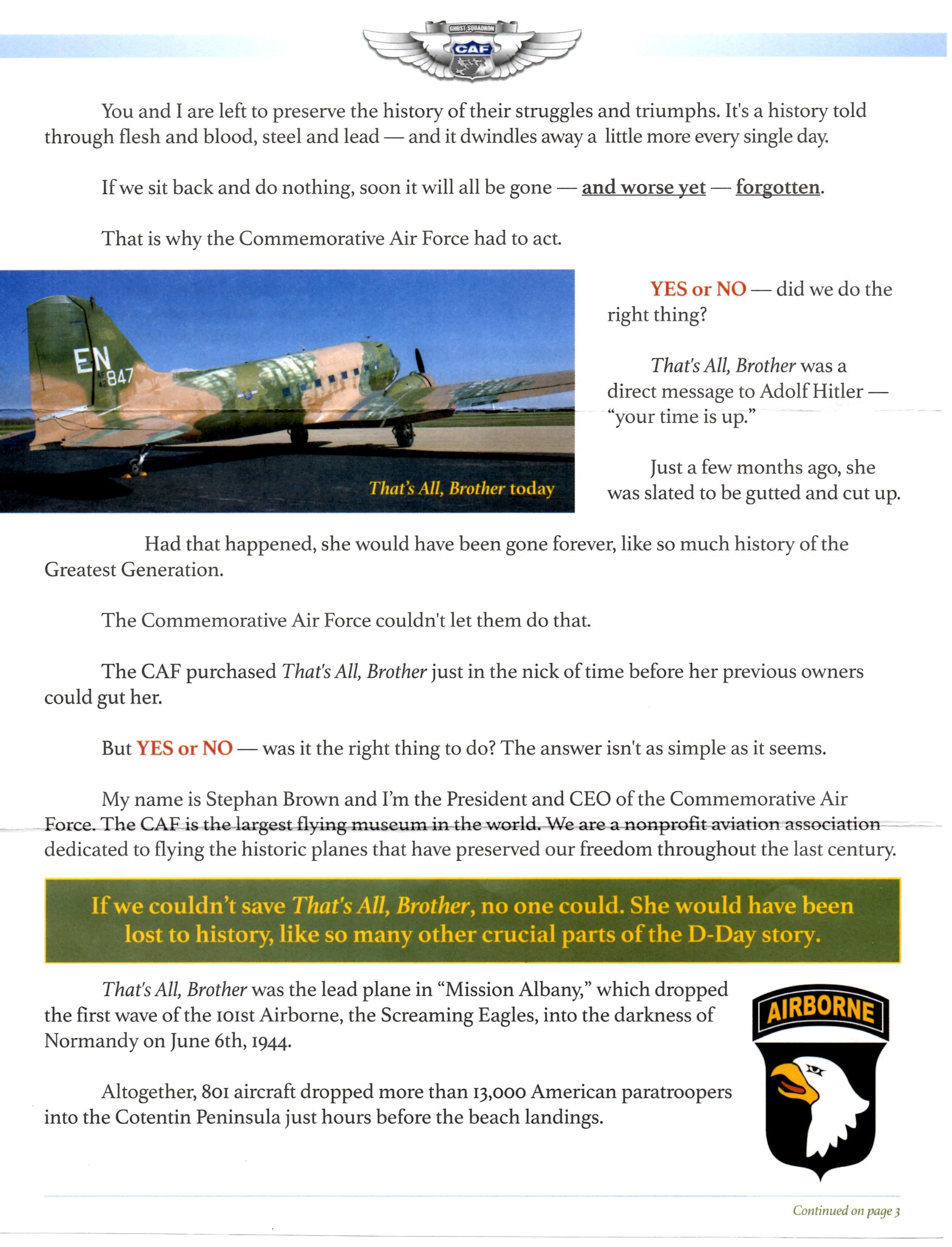 CAF That's All Brother Letter page 2