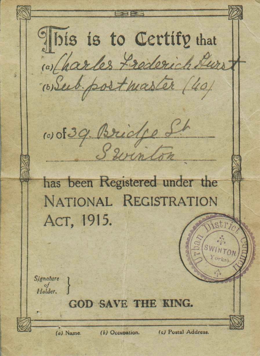 Charles Frederick Hurst's Registration