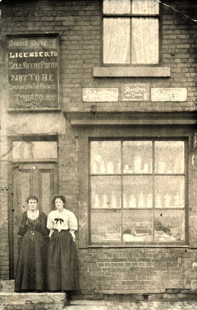Hephzibah (Jones) Young and Nellie Jones at Swinton Store