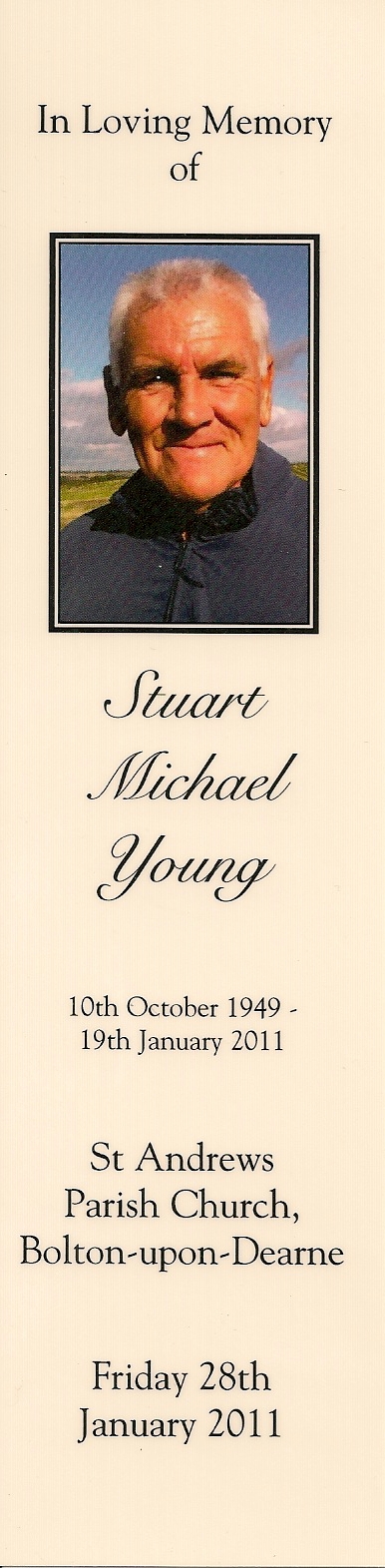 In Loving Memory of Stuart Michael Young, front
