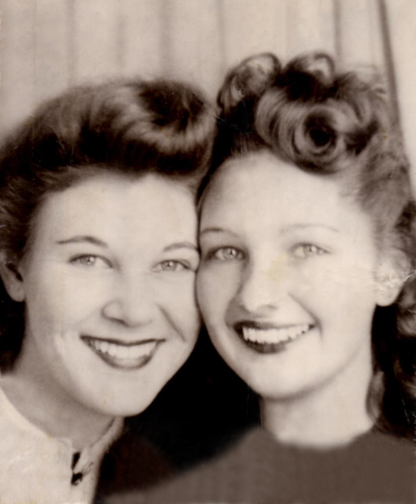 Irma and Shirley Armstrong, cheek to cheek