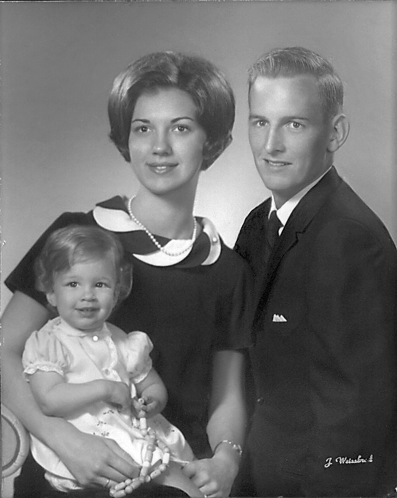 Katherine (1st birthday), Louise, and David Watts family picture
