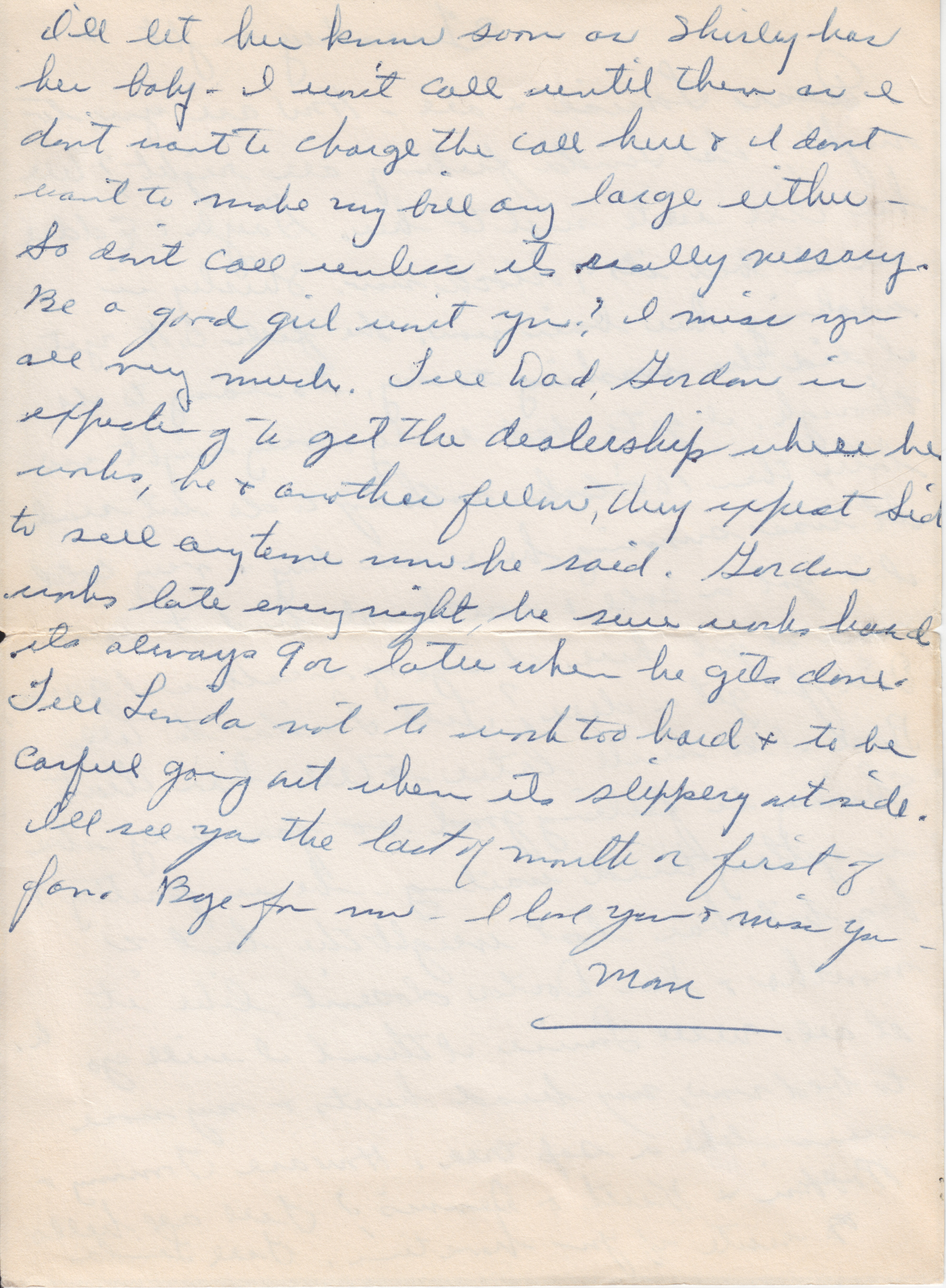 Letter Lola to Louise, Tuesday Night, page 2