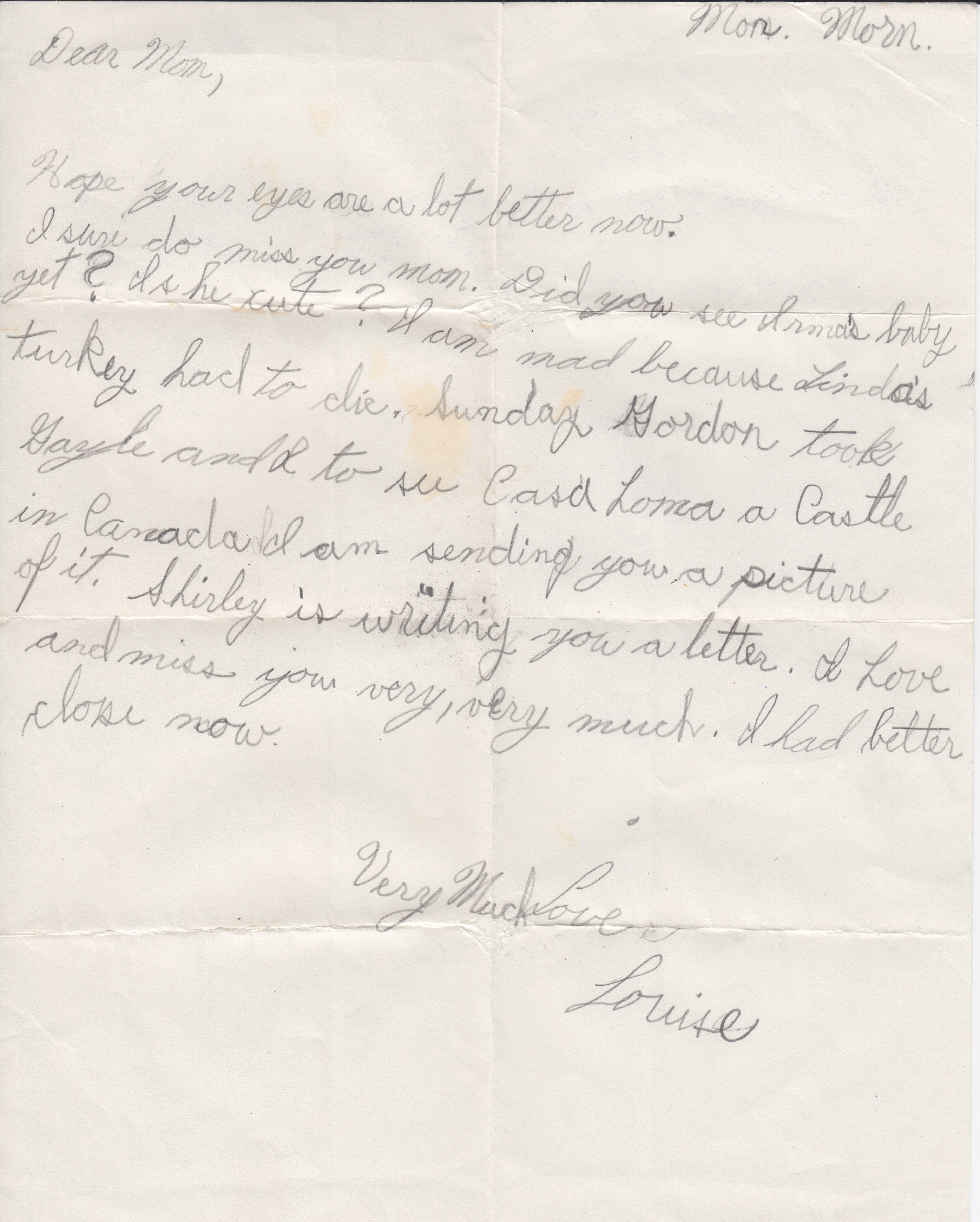 Letter Louise to Lola, Mon Morn