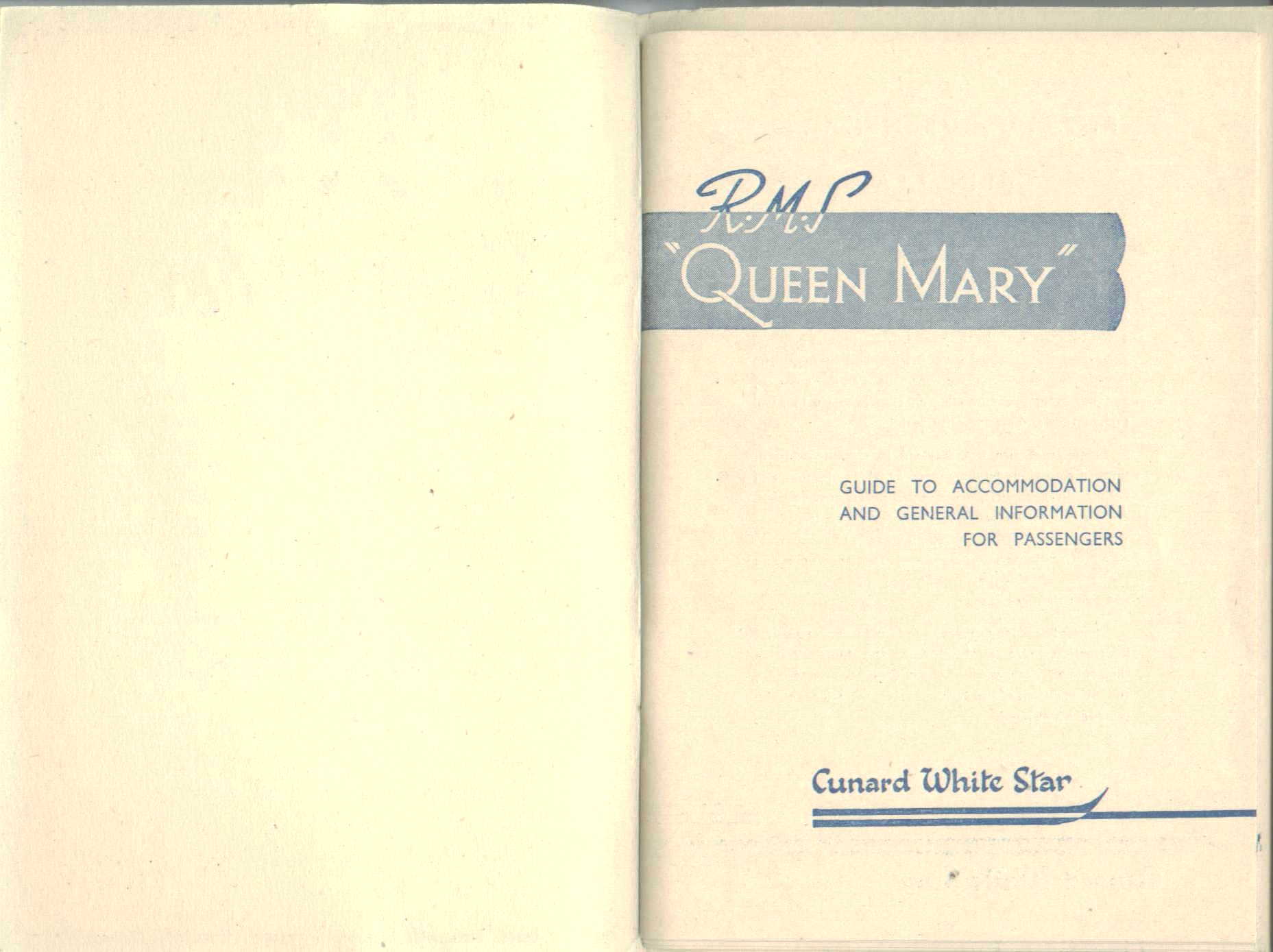 R.M.S. Queen Mary Passenger Guide, page 1