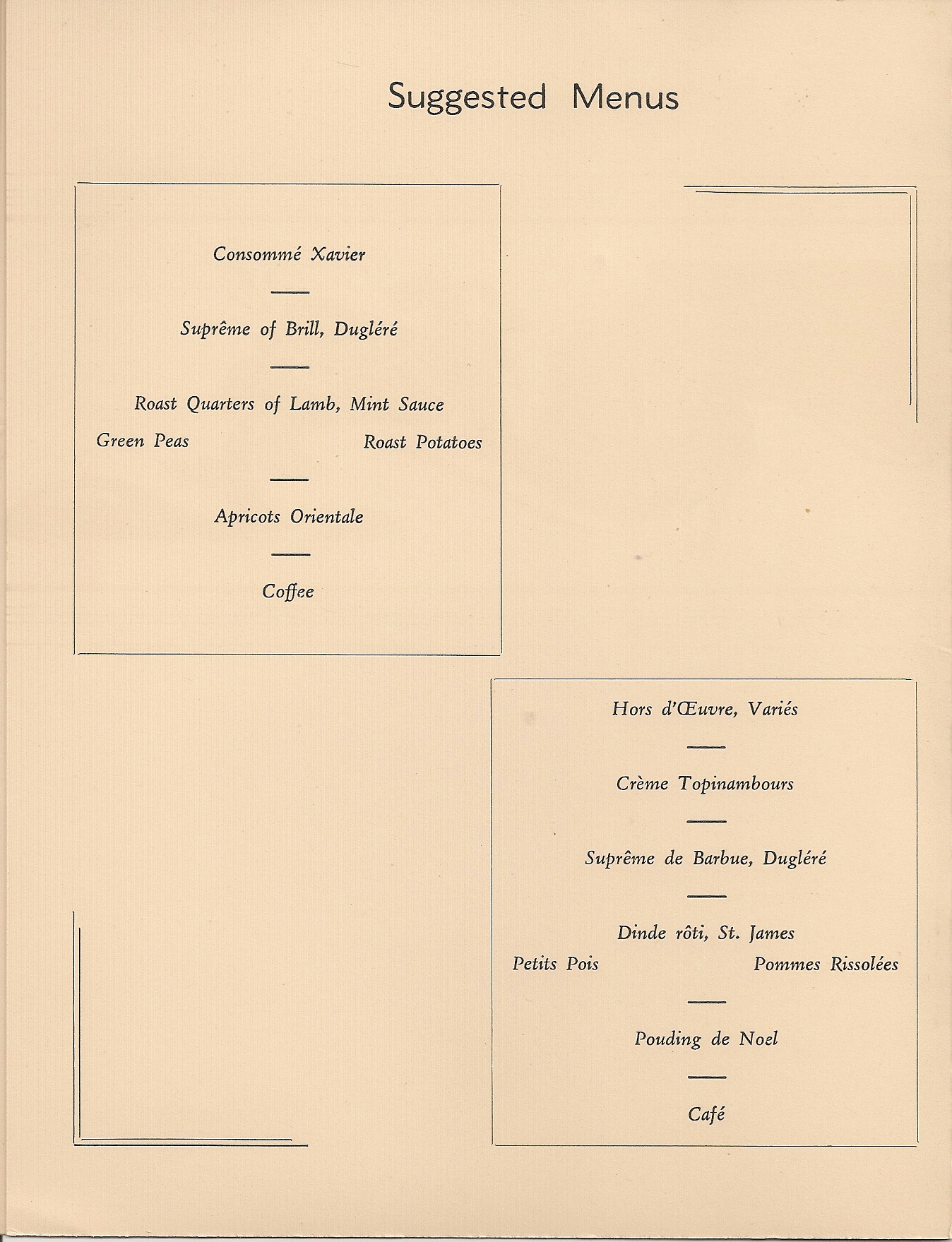 R.M.S. Queen Mary Dinner Menu, Dec. 7, 1947, page 1