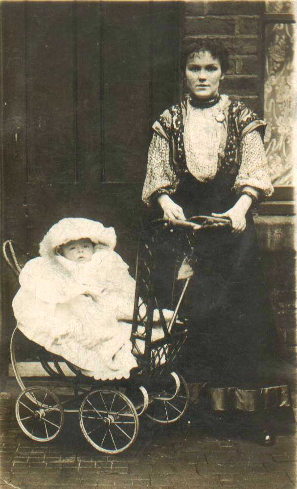 Sam in pram and Hephzibah Young
