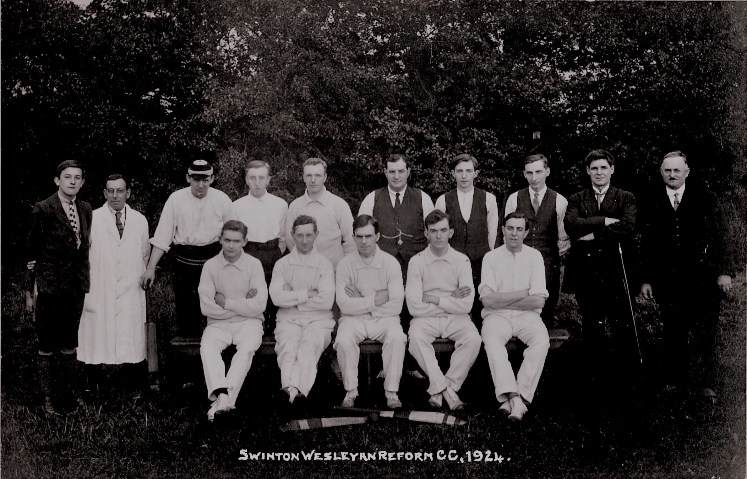 Nephew Sam Young (bottom left 1) and Uncle Albert Young (bottom left 4) in Swinton Wesleyan Reform Church Cricket Team