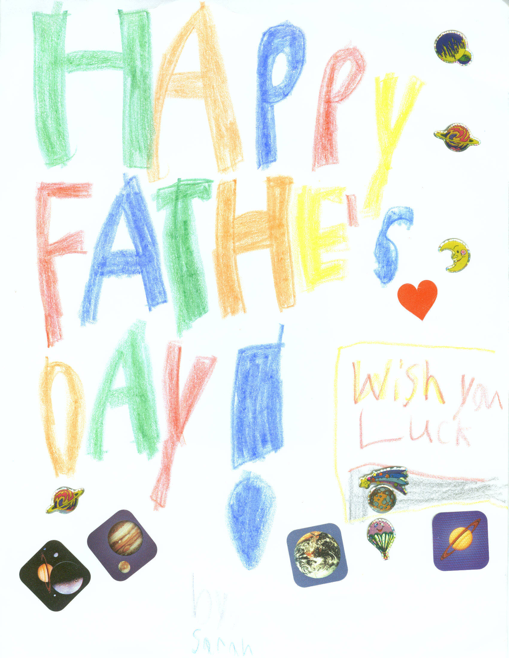 Sarah's Fathers Day Card to Grandpa, 2010
