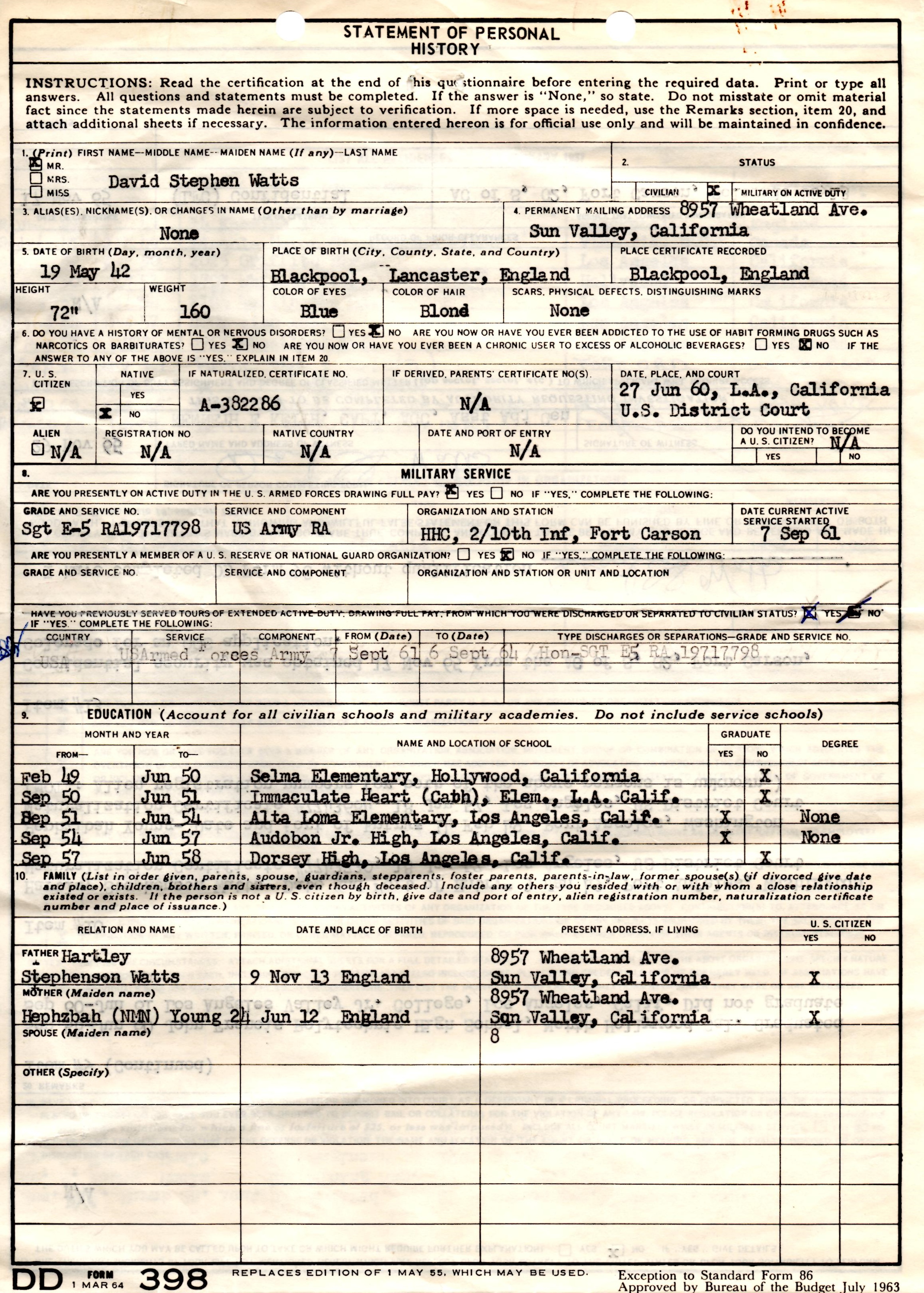 Personal History, page 1